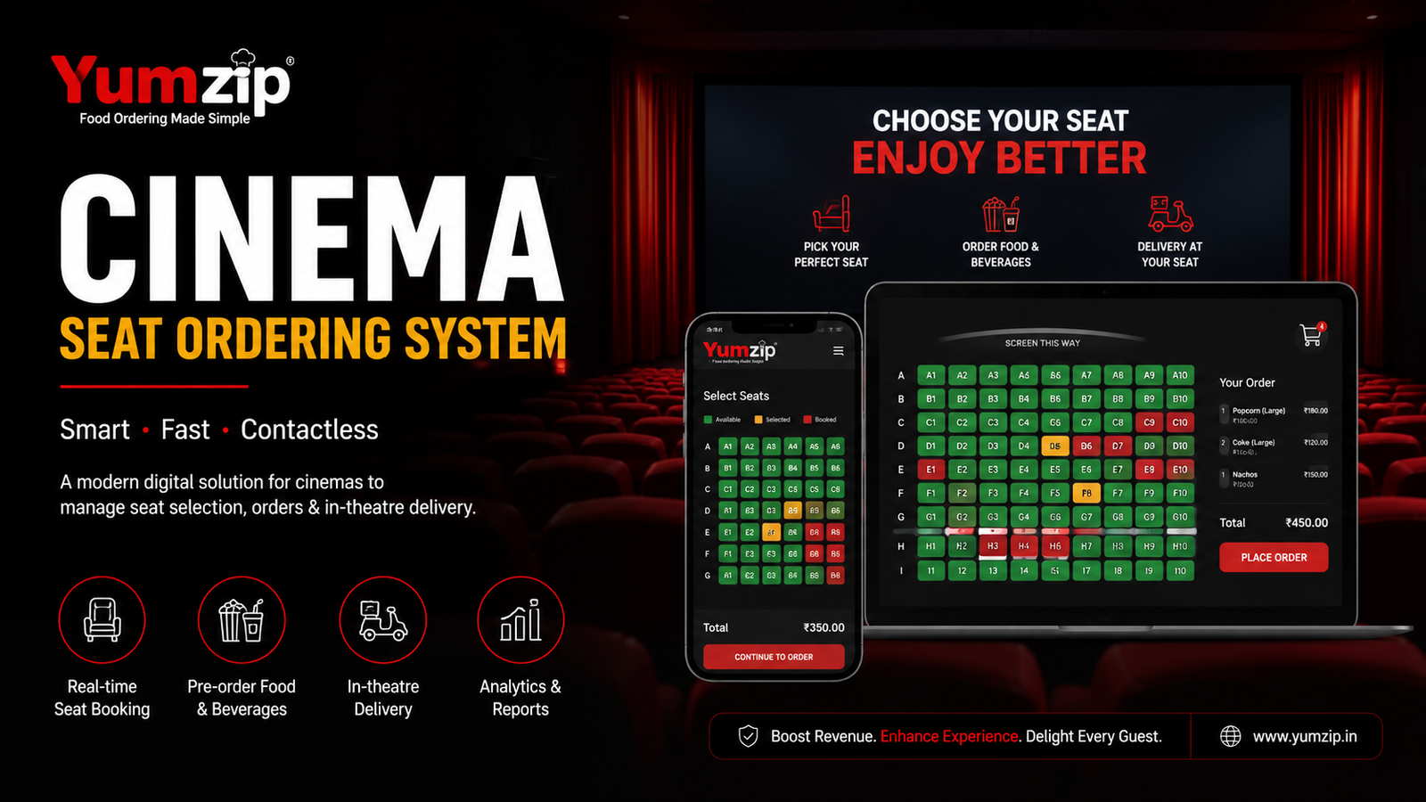 Cinema seat ordering system — Yumzip