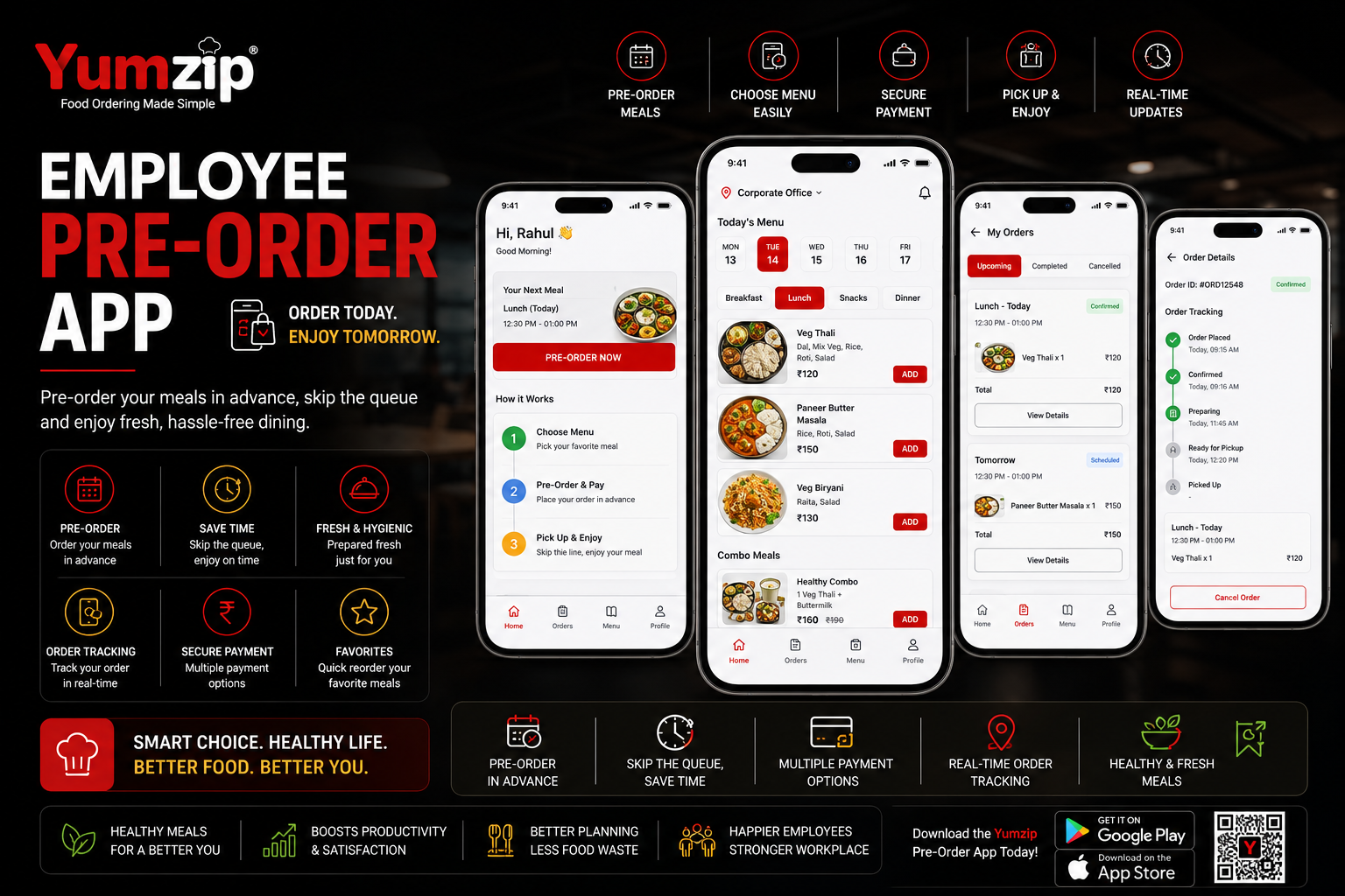 Employee pre-order interface — Yumzip